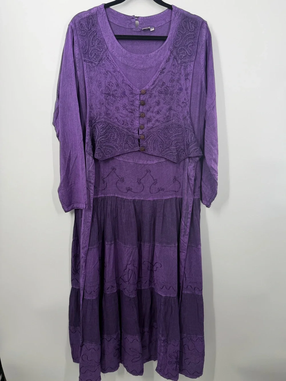 Vintage Whimsy Goth Purple Maxi Long sleeve dress - Picture 2 of 12